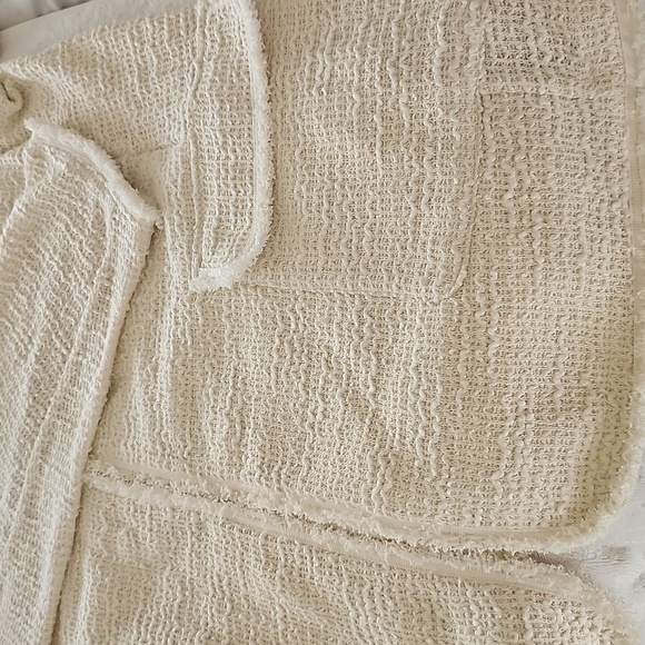 NWT Max Studio Frayed Trim/Fringe Longline Cardigan Cream Open Jacket 2X - Picture 13 of 16